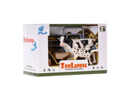 ZooLandia Farmář se strakatou krávou a telátkem