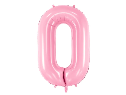 Fóliový balónek číslice 0 - růžový - 86 cm