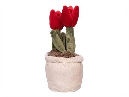 Kytka plyšová Tulipány 25 cm - červená