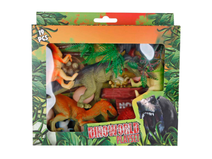 SDinoWorld Sada dinosaurů s doplňky 19 ks
