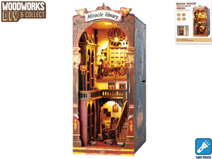3D Knihovna zázraků - dřevěné puzzle 371 dílků - se světlem