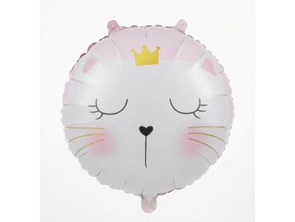 Fóliový balónek kulatý - Kočička princezna - 44,5cm