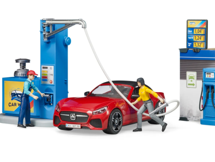 Bruder - Čerpací stanice, automyčka a roadster