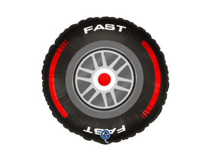 Fóliový balónek kulatý - Pneumatika Fast - 46 cm