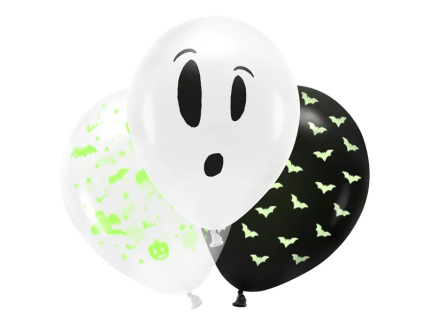 Set latexových fosforeskujícíh balónků Baf! Halloween - 3ks
