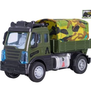 Vojenské auto s plachtou (13 cm) a zpětným chodem je robustní hračka pro malé dobrodruhy, kteří milují akci a armádní...