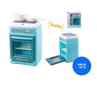 Dětský sporák 15×10 cm na baterie se světlem a doplňky je realistická kuchyňská hračka, která dětem umožní hrát si na...