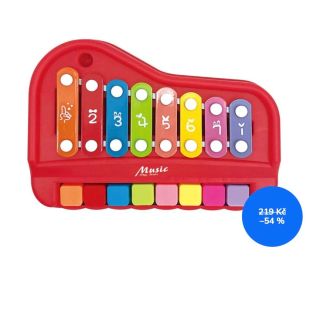 Dětský xylofon s tlačítky (23 cm, český obal) je veselá hudební hračka, která pomáhá dětem objevovat svět tónů a rytmu....