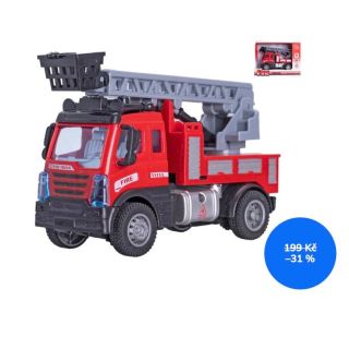 Auto hasičské 12 cm – zpětný chod s žebříkem (v krabičce) je skvělá hračka pro malé fanoušky záchranářských vozidel. Díky...