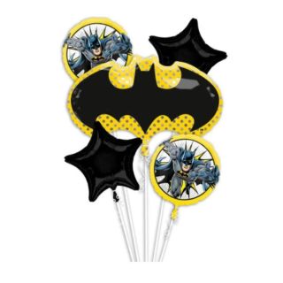 🎈🦇 První narozeniny? Superhrdinská oslava? Oslav to stylově s našimi fóliovými balónky „Batman & Justice League“ (5 ks) —...
