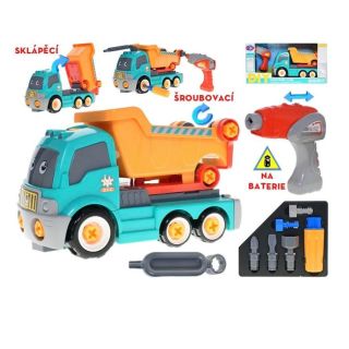 🚮 Malý stavitel, velká zábava! Představujeme popelářské auto 31 cm se šroubovací sadou a vrtačkou na baterie — parádní...