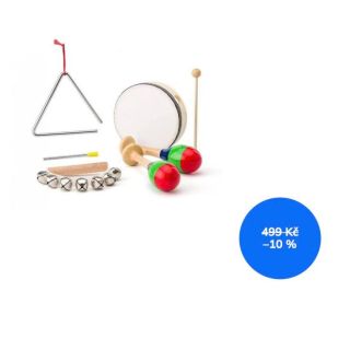 🎶 WOODY MUZIKÁLNÍ SET – ROLNIČKY, TAMBURÍNA, BUBÍNEK, TRIANGL, 2 MARACAS 🎶 Prodám barevný muzikální set dřevěných...
